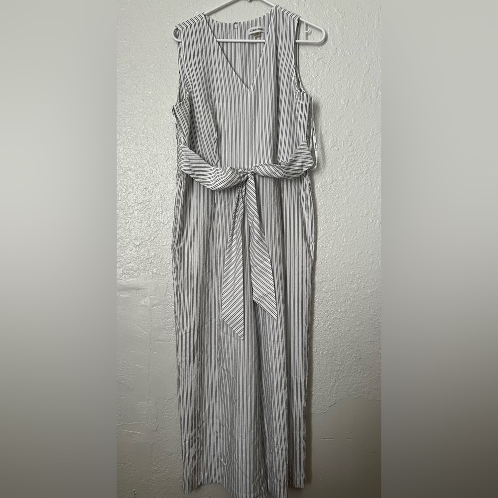 Calvin Klein Women's White and Black Jumpsuit